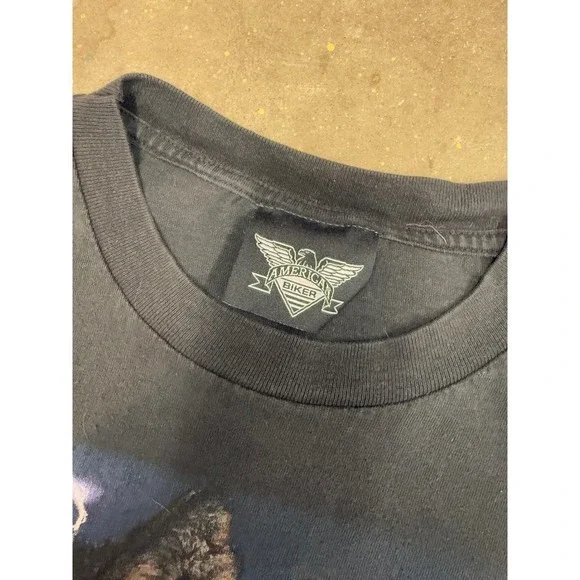 Vintage American Biker Wolf Motorcycle T Shirt 3XL Black Spirit of the Free - Picture 4 of 6